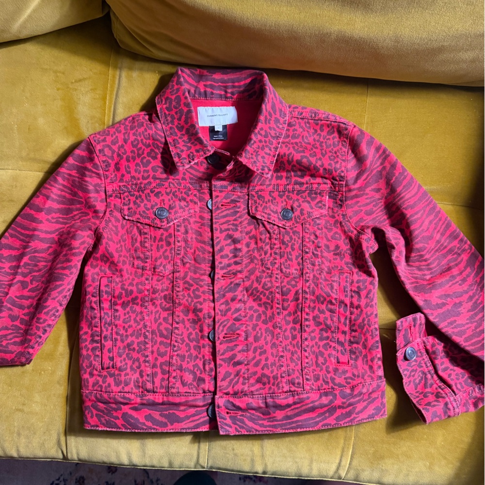 Women’s Current/Elliott Red Leopard Print denim Jacket